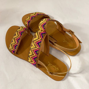 Qupid Beaded Multicolor Sandals - Size 8